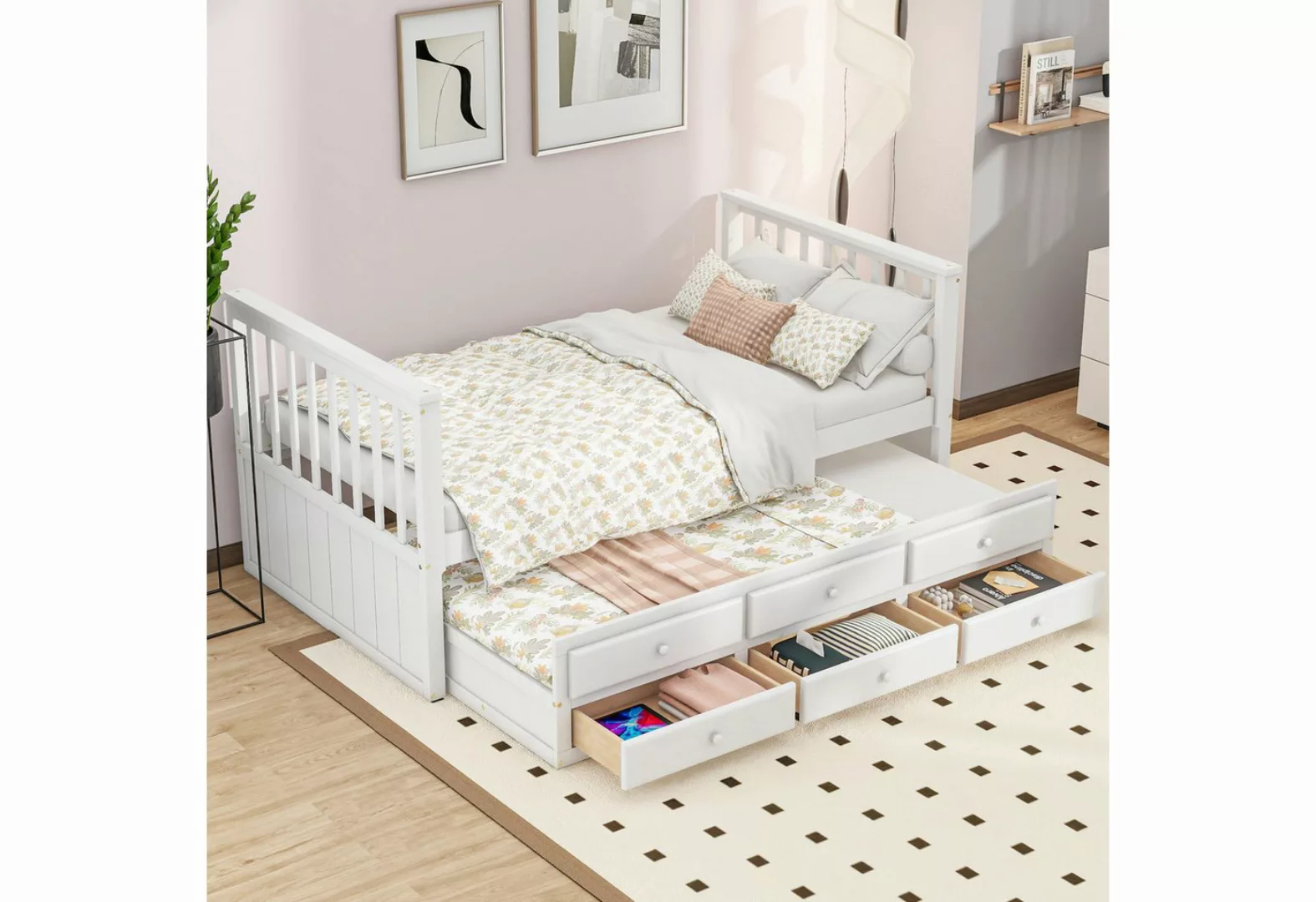 TavilaEcon Daybett Kinderbett Einzelbett Tagesbett mit Ausziehbett 90x200cm günstig online kaufen