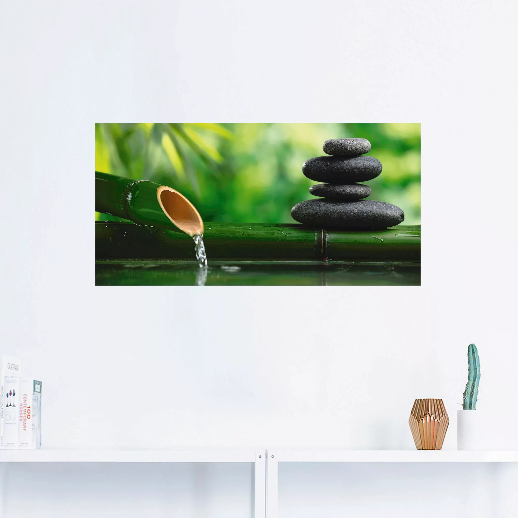 Artland Wandbild »Bambusbrunnen und Zen-Stein«, Zen, (1 St.), als Alubild, günstig online kaufen