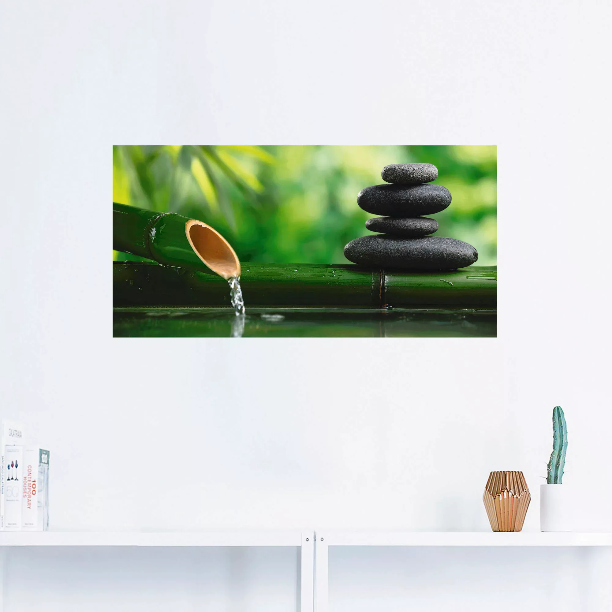 Artland Wandbild "Bambusbrunnen und Zen-Stein", Zen, (1 St.), als Alubild, günstig online kaufen