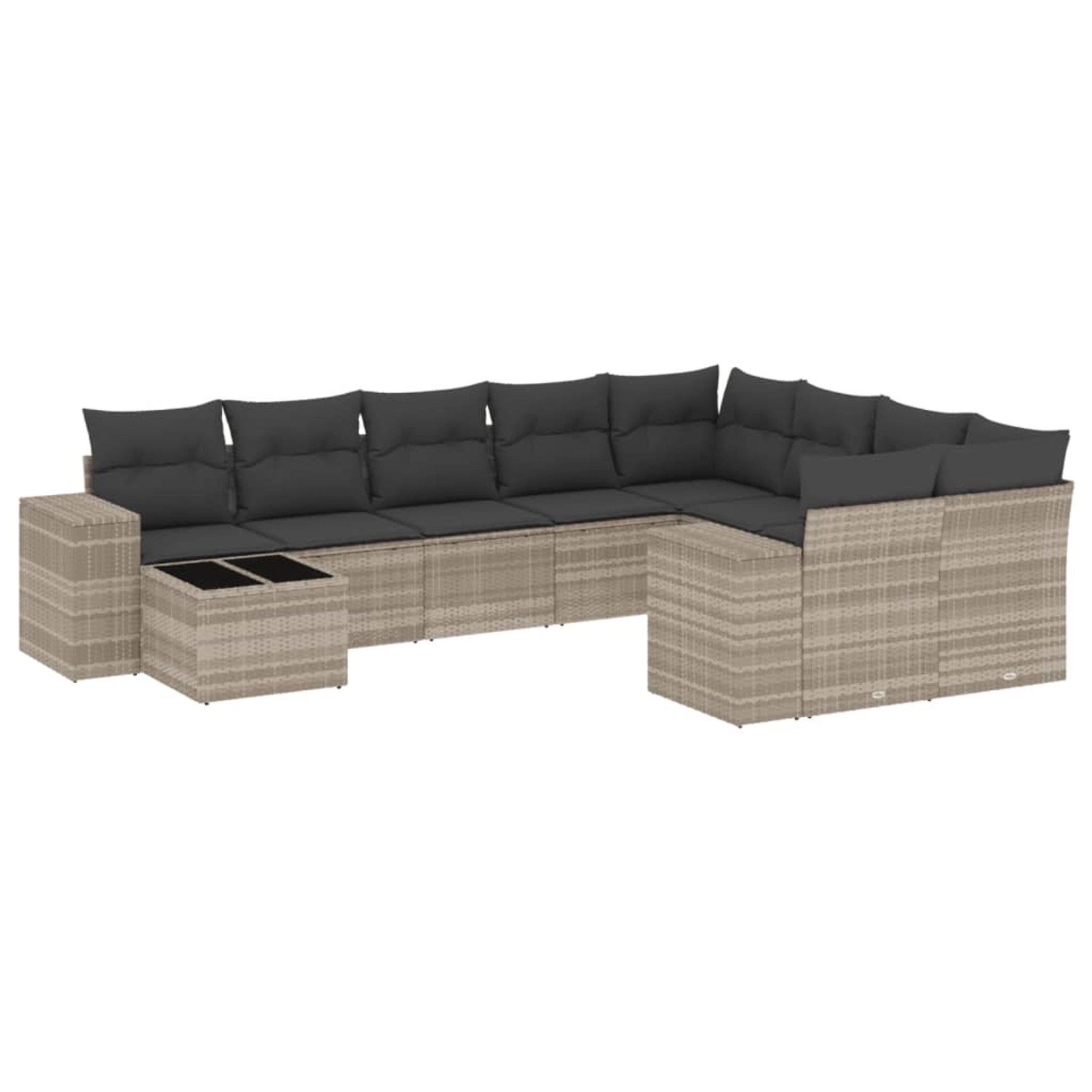 vidaXL 10-Tlg Garten-Sofagarnitur mit Kissen Hellgrau Poly Rattan 3255399 günstig online kaufen