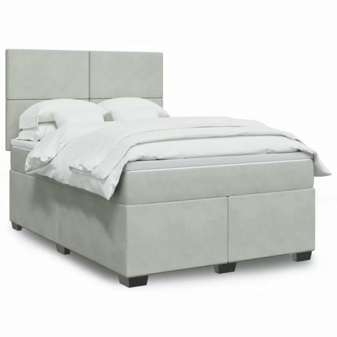 vidaXL Boxspringbett, Boxspringbett mit Matratze Hellgrau 140x200 cm Samt günstig online kaufen