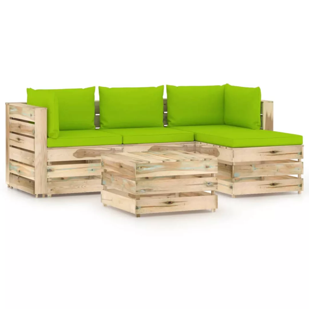 5-tlg. Garten-lounge-set Mit Kissen Grün Imprägniertes Holz günstig online kaufen