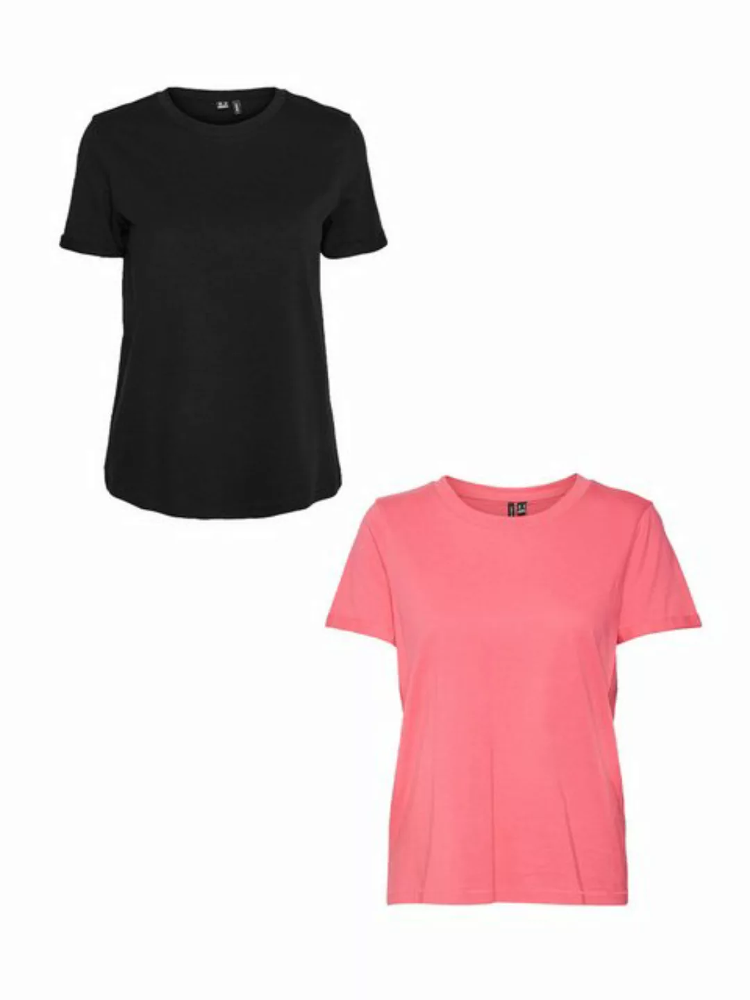 Vero Moda T-Shirt 2er Pack Basic T-Shirt VMPAULA (2-tlg) 5270 in Rosa-2 günstig online kaufen