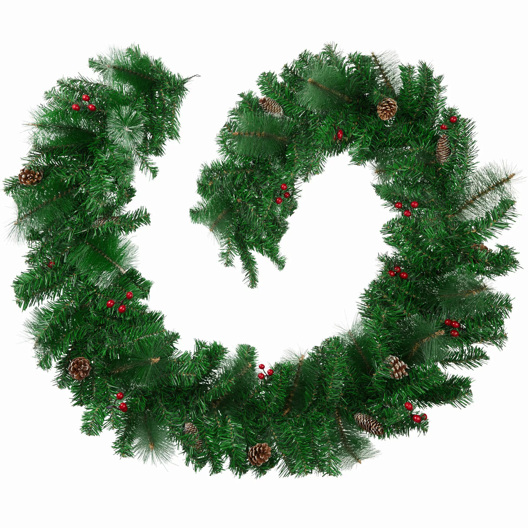 Weihnachtsgirlande naturgetreu mit Tannenzapfen 2,7m - rot/grün günstig online kaufen