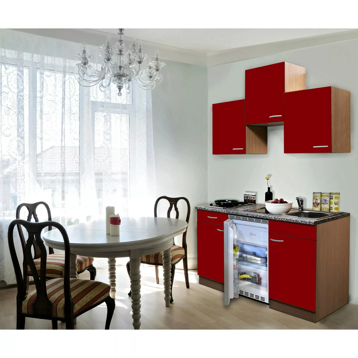 Respekta Küchenzeile 150 cm Rot-Buche günstig online kaufen