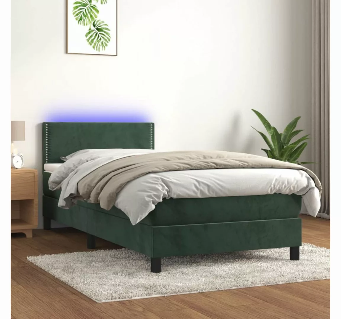 vidaXL Boxspringbett Bett Boxspringbett mit Matratze & LED Samt (90 x 190 c günstig online kaufen