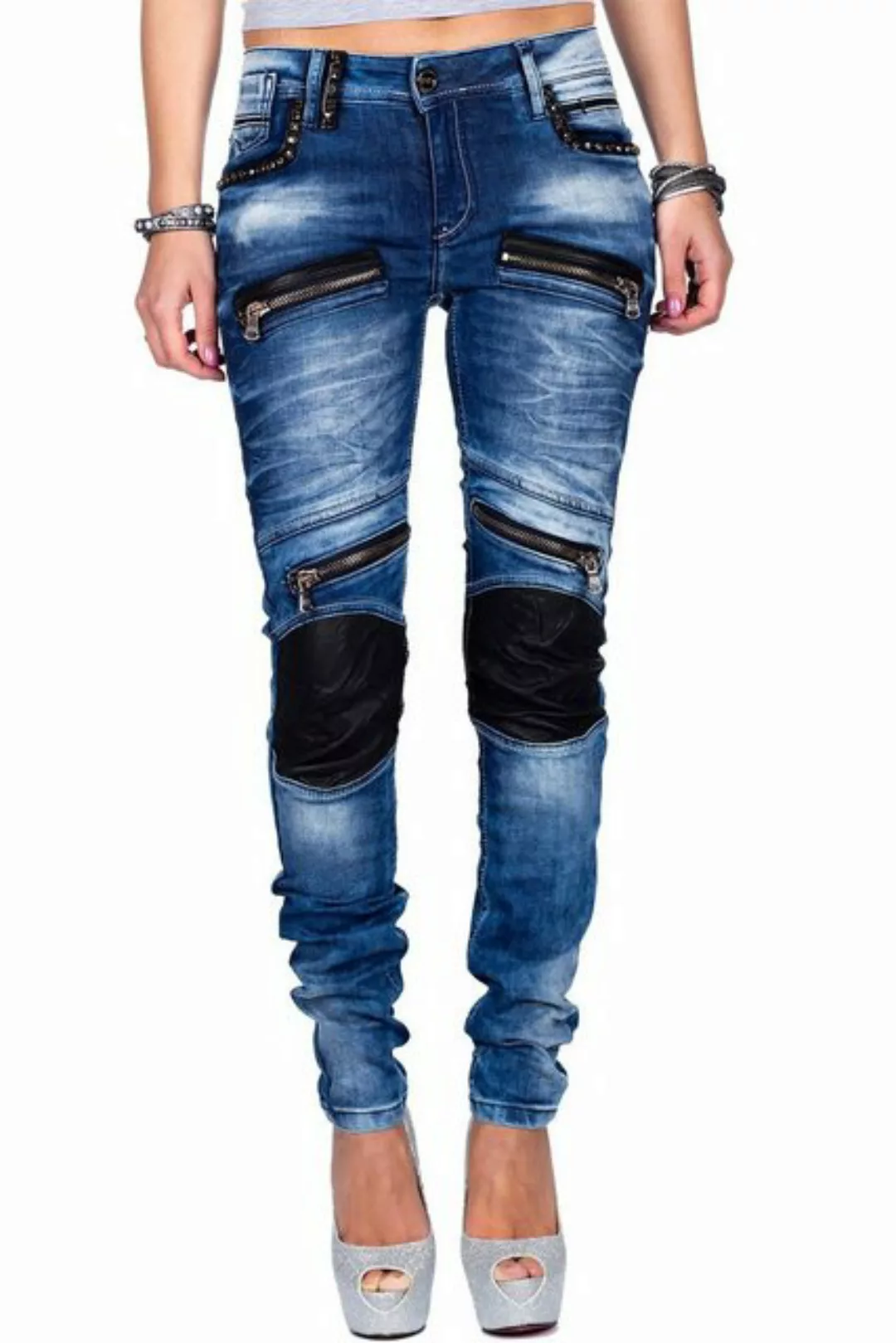 Cipo & Baxx Bikerjeans Hose BA-WD346 W26/L32 (1-tlg) mit zusätzlichen Zippe günstig online kaufen