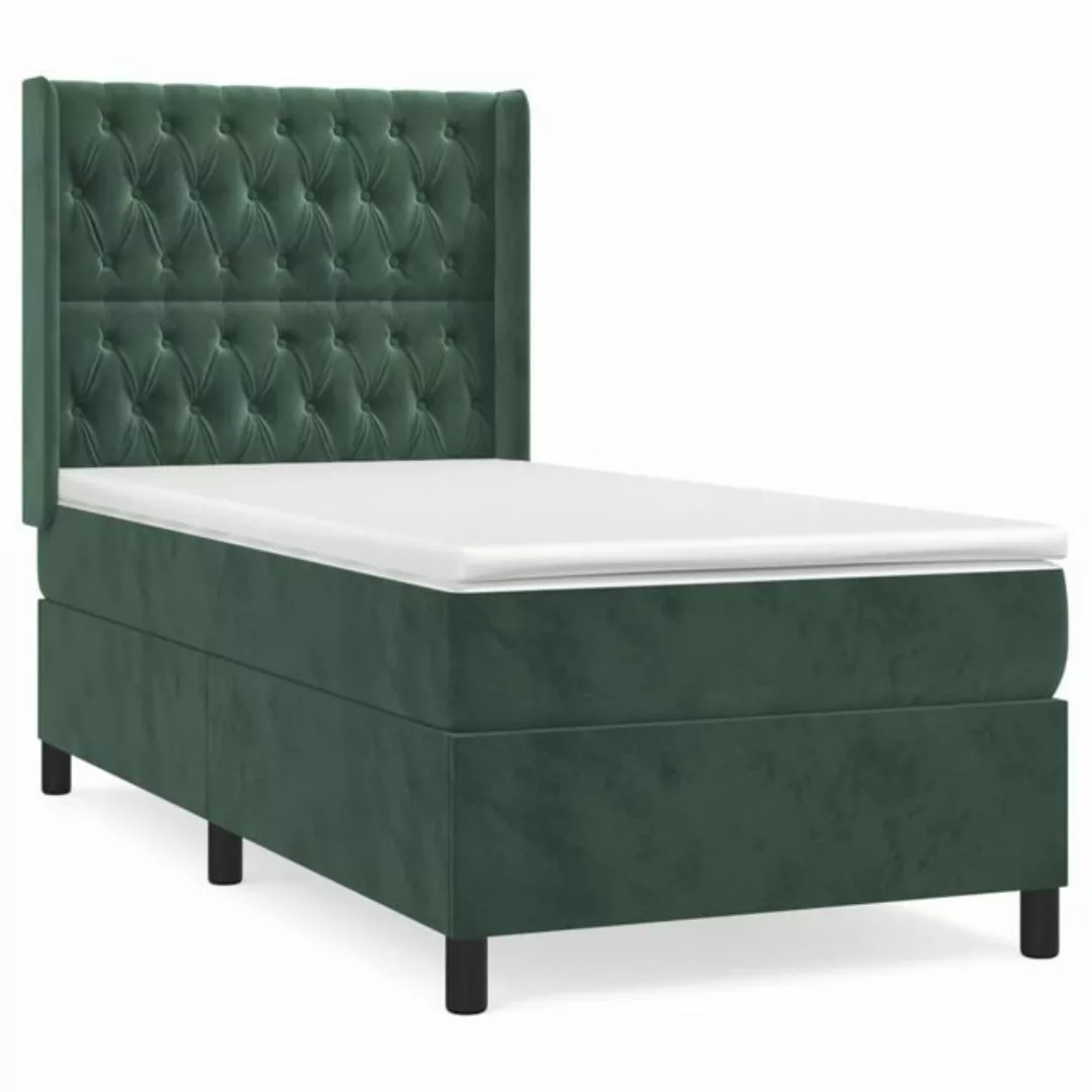 vidaXL Bett Boxspringbett mit Matratze Dunkelgrün 100x200 cm Samt günstig online kaufen