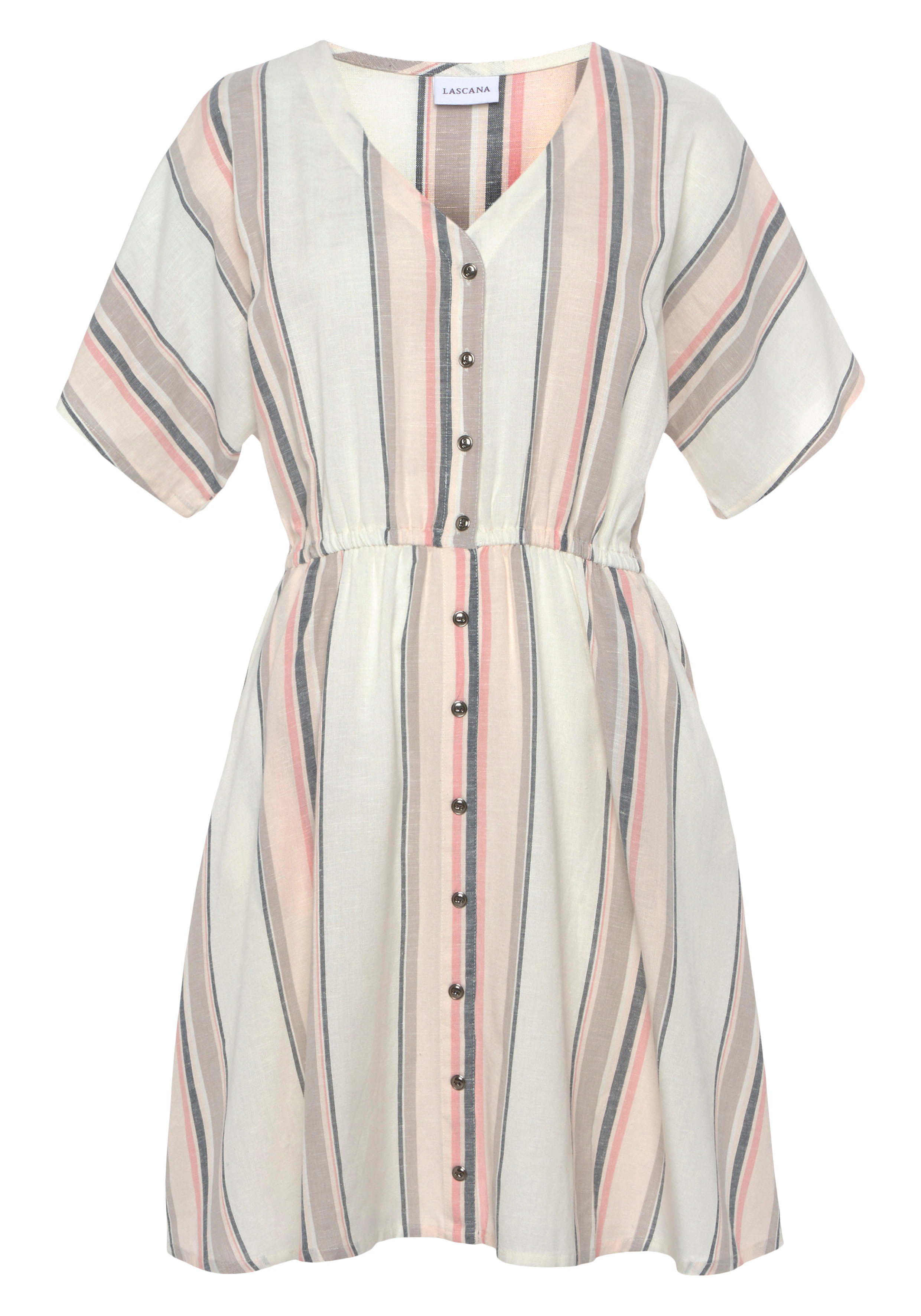 LASCANA Sommerkleid mit Streifenmuster aus Leinenmix, kurzes Strandkleid günstig online kaufen