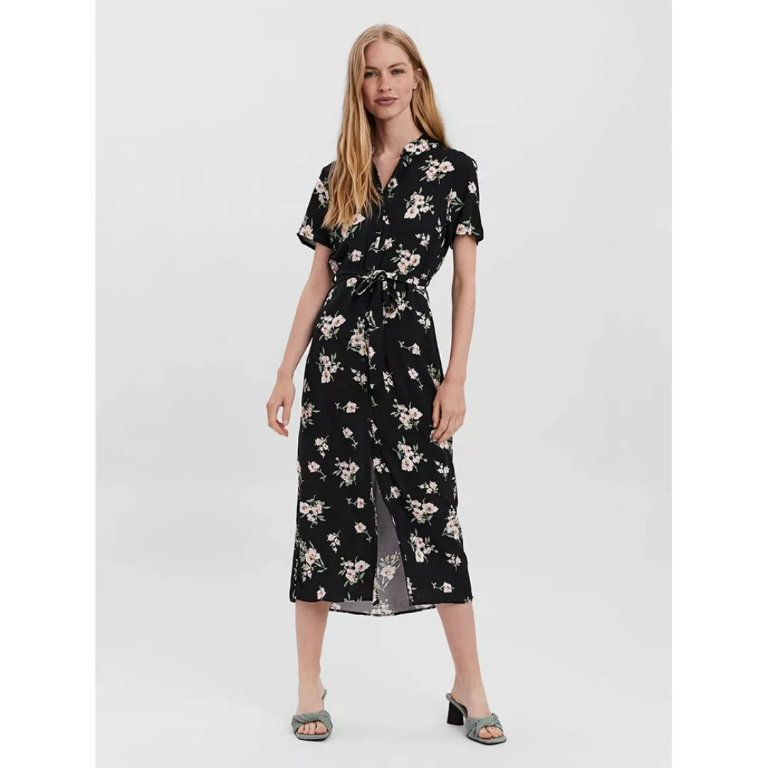 Vero Moda Simply Easy Kurzärmliges Langes Kleid M Black / Aop Sandy günstig online kaufen