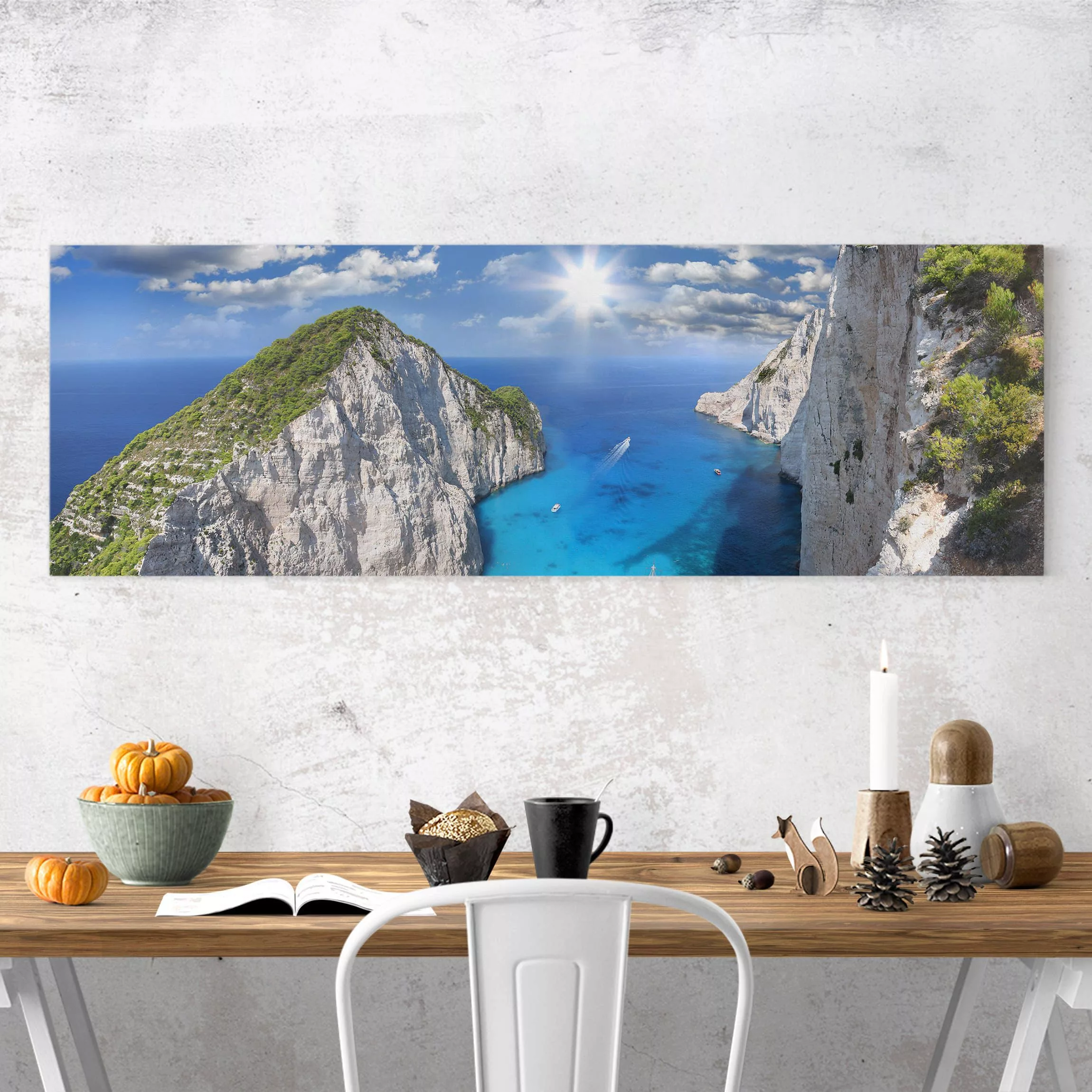 Leinwandbild Strand - Panorama Meeresbucht günstig online kaufen