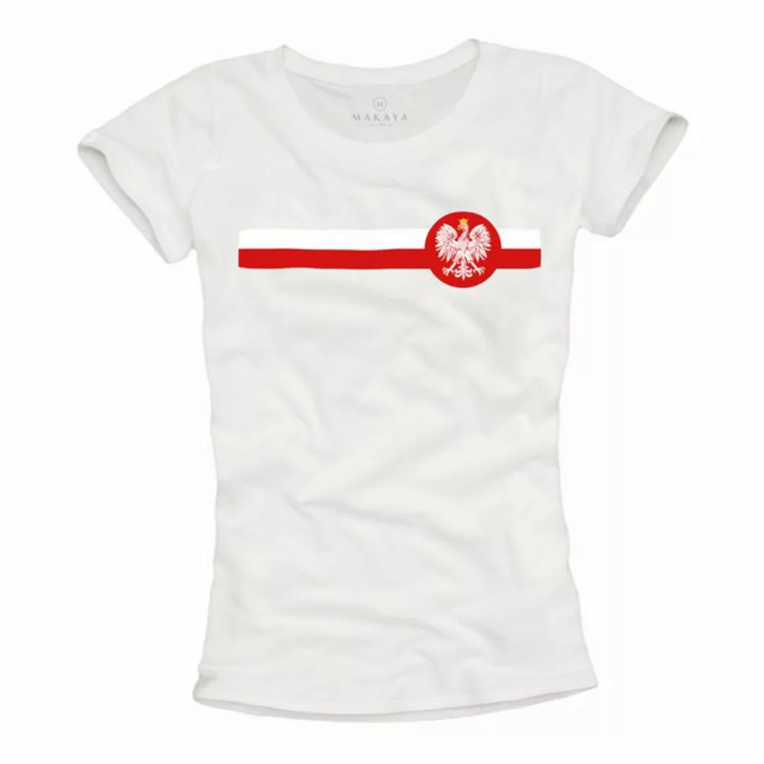 MAKAYA Print-Shirt Damen mit Polnischer Flagge Polen Fahne Wappen Adler Mot günstig online kaufen