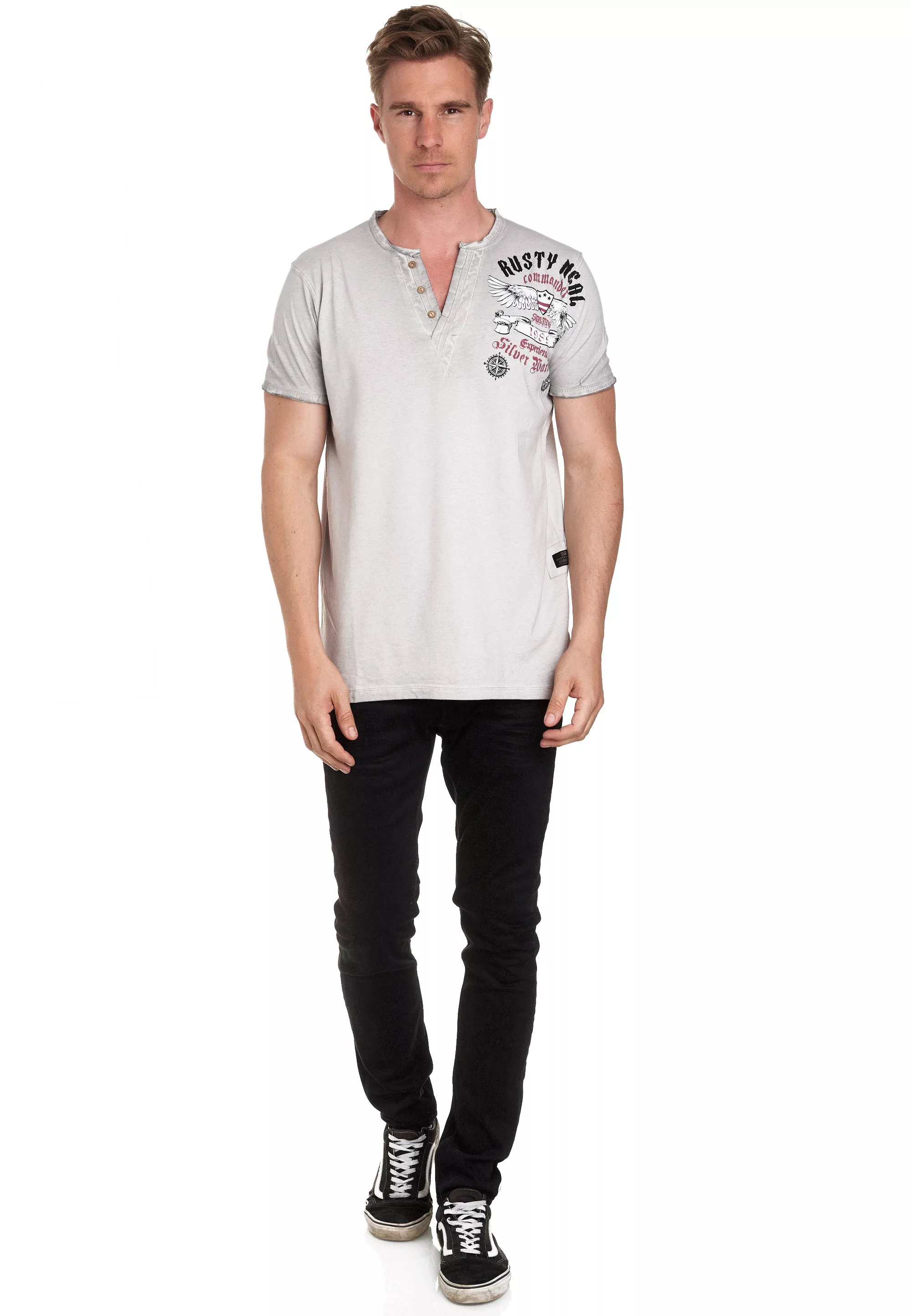 Rusty Neal T-Shirt, mit modischer Knopfleiste günstig online kaufen