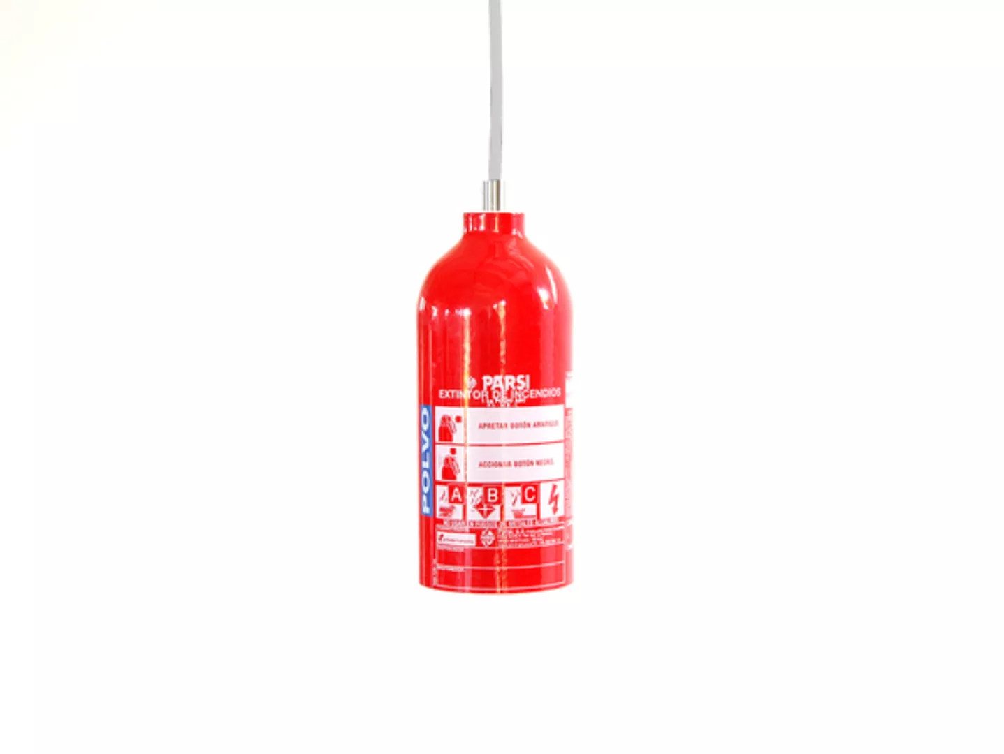 Upcycling Feuerlöscher Hängeleuchte Firelight Rot günstig online kaufen