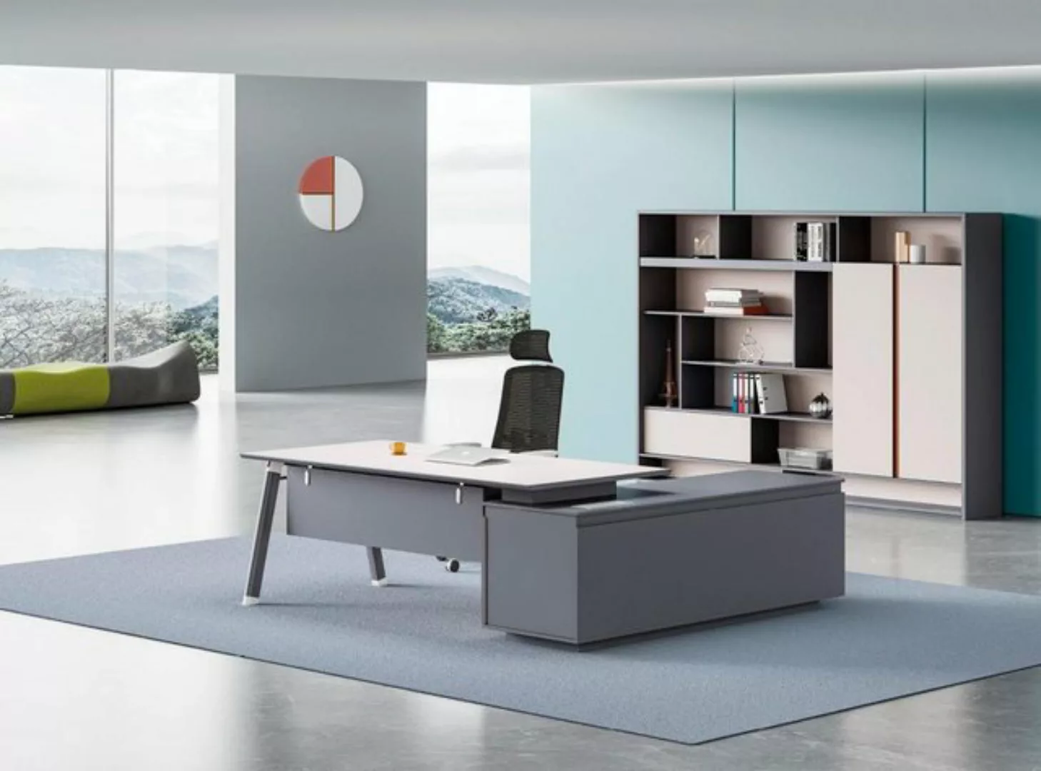 Xlmoebel Sofa Designer Büromöbel Set mit grauem Büroschrank und luxuriösem, günstig online kaufen