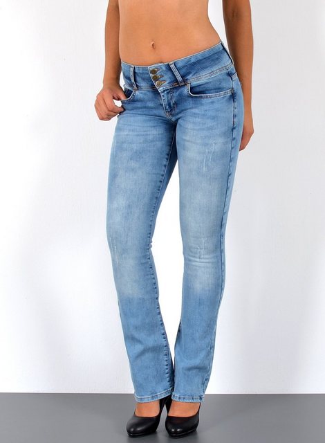 ESRA Bootcut-Jeans B200 Damen Bootcut Jeans niedrige Leibhöhe, bis Große Gr günstig online kaufen