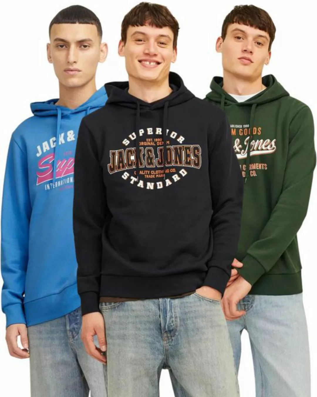 Jack & Jones Kapuzensweatshirt modische Hoodies mit Logoprint (Spar-Set, 3e günstig online kaufen