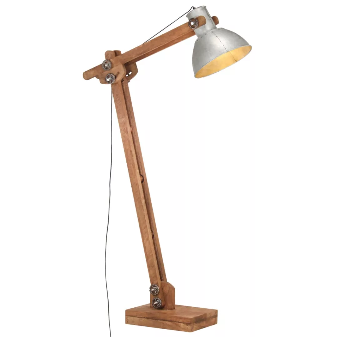 Stehlampe Silbern Mango Massivholz E27 günstig online kaufen