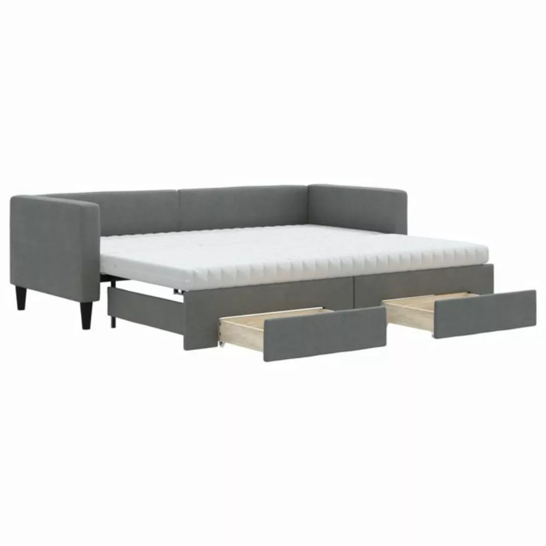 vidaXL Bett Tagesbett Ausziehbar mit Schubladen Dunkelgrau 80x200 cm Stoff günstig online kaufen