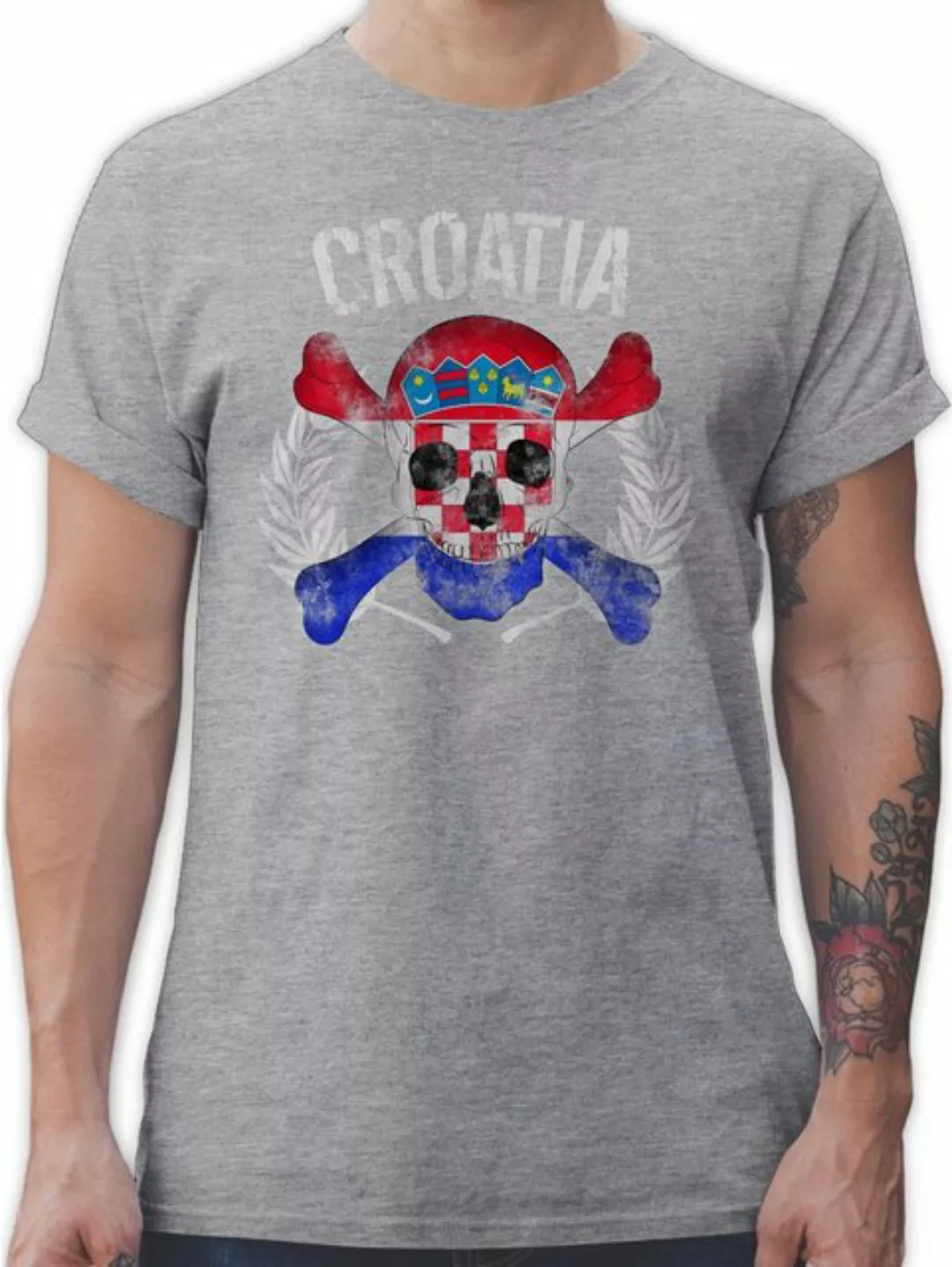 Shirtracer T-Shirt Kroatien WM Totenkopf Croatia 2024 Fussball EM Fanartike günstig online kaufen