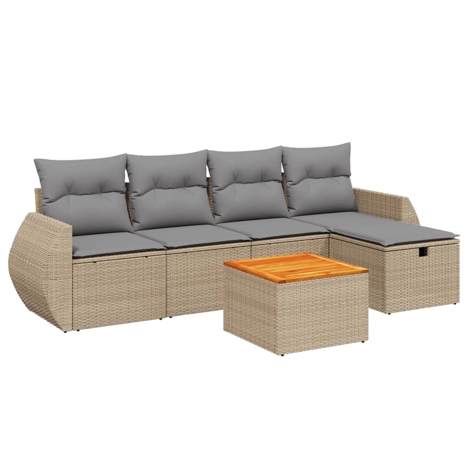 vidaXL 6-tlg Garten-Sofagarnitur mit Kissen Beige Poly Rattan Modell 212 günstig online kaufen