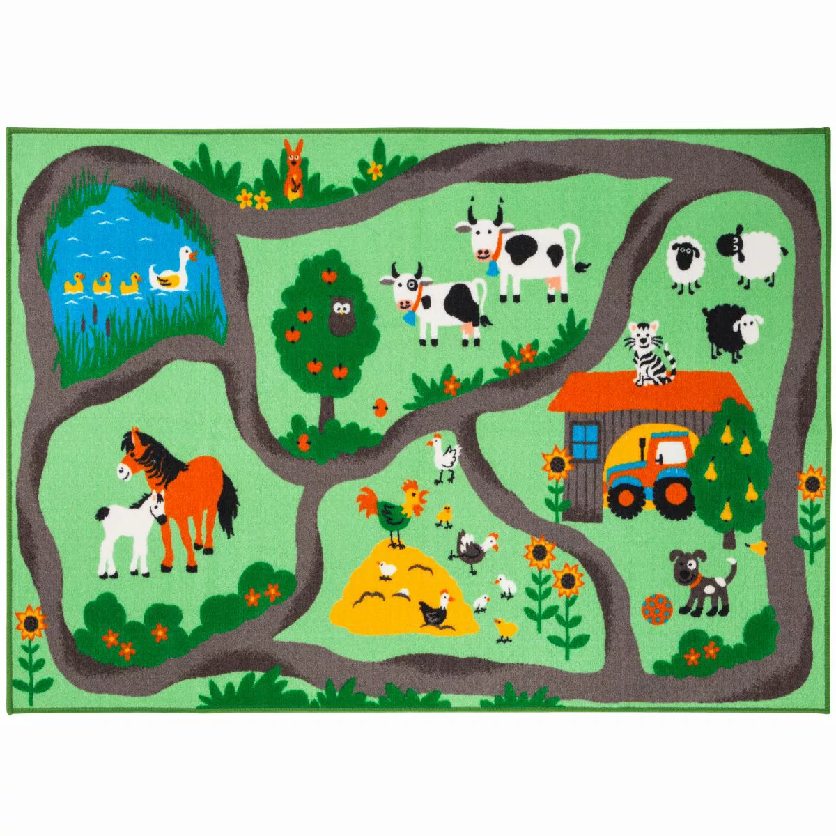 Homcom Kinderteppich Straße Bauernhof 230 x 160 x 0,45 cm   Aosom günstig online kaufen