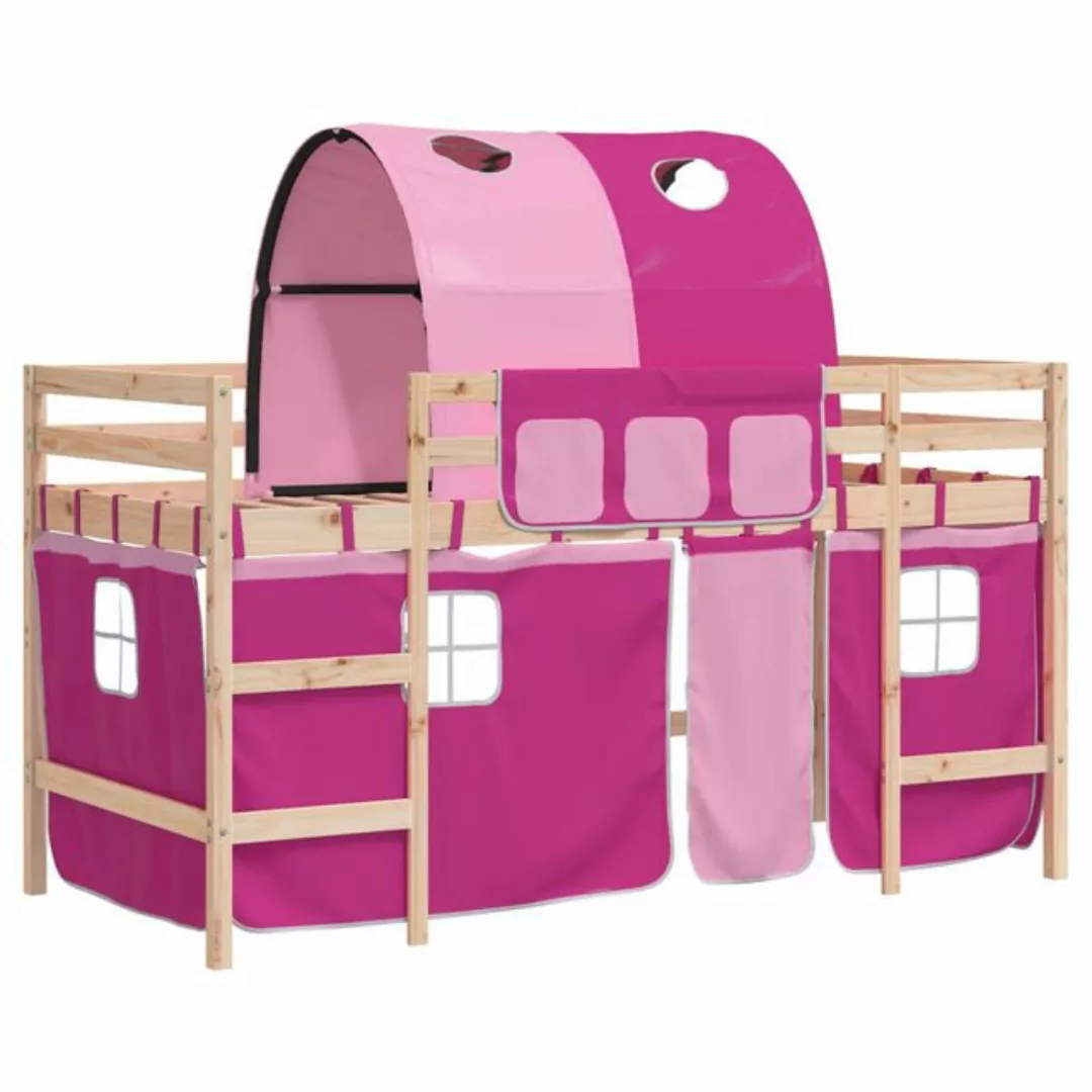 vidaXL Kinderbett Kinderhochbett mit Tunnel Rosa 90x190 cm Massivholz Kiefe günstig online kaufen