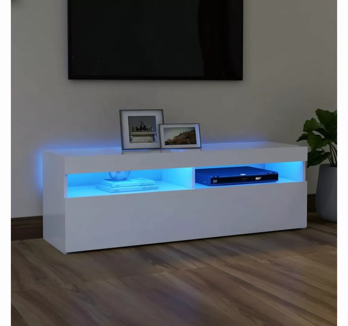 vidaXL TV-Schrank TV-Schrank mit LED Leuchten Weiß 120x35x40 cm Lowboard günstig online kaufen