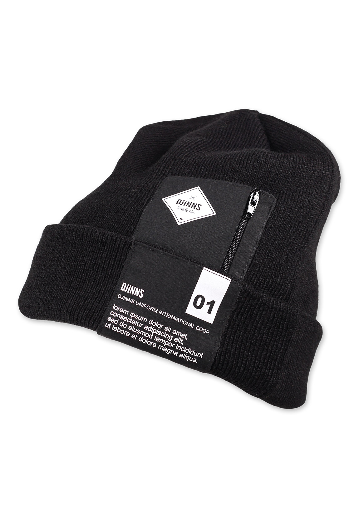 Djinns Mütze Basic Beanie LOREM POCKET Black Schwarz günstig online kaufen