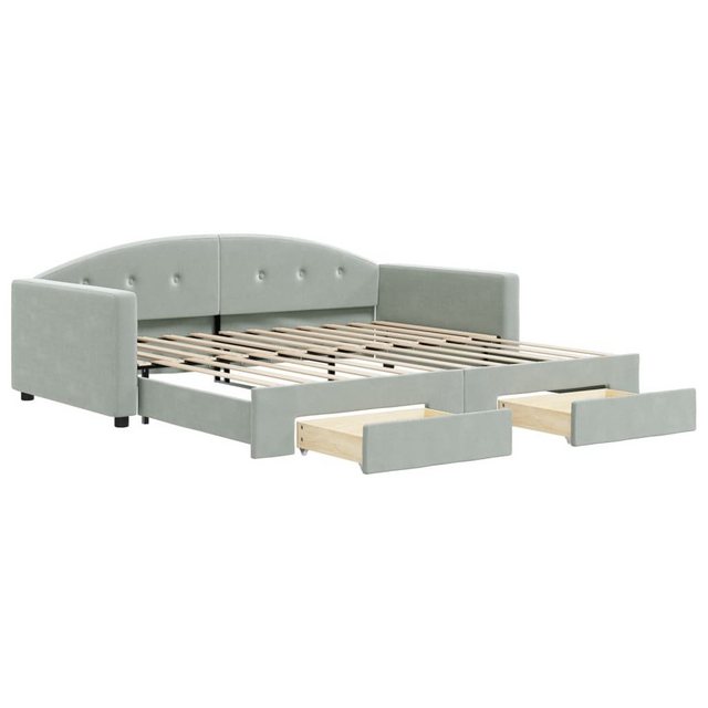 furnicato Bett Tagesbett Ausziehbar mit Schubladen Hellgrau 100x200 cm Samt günstig online kaufen