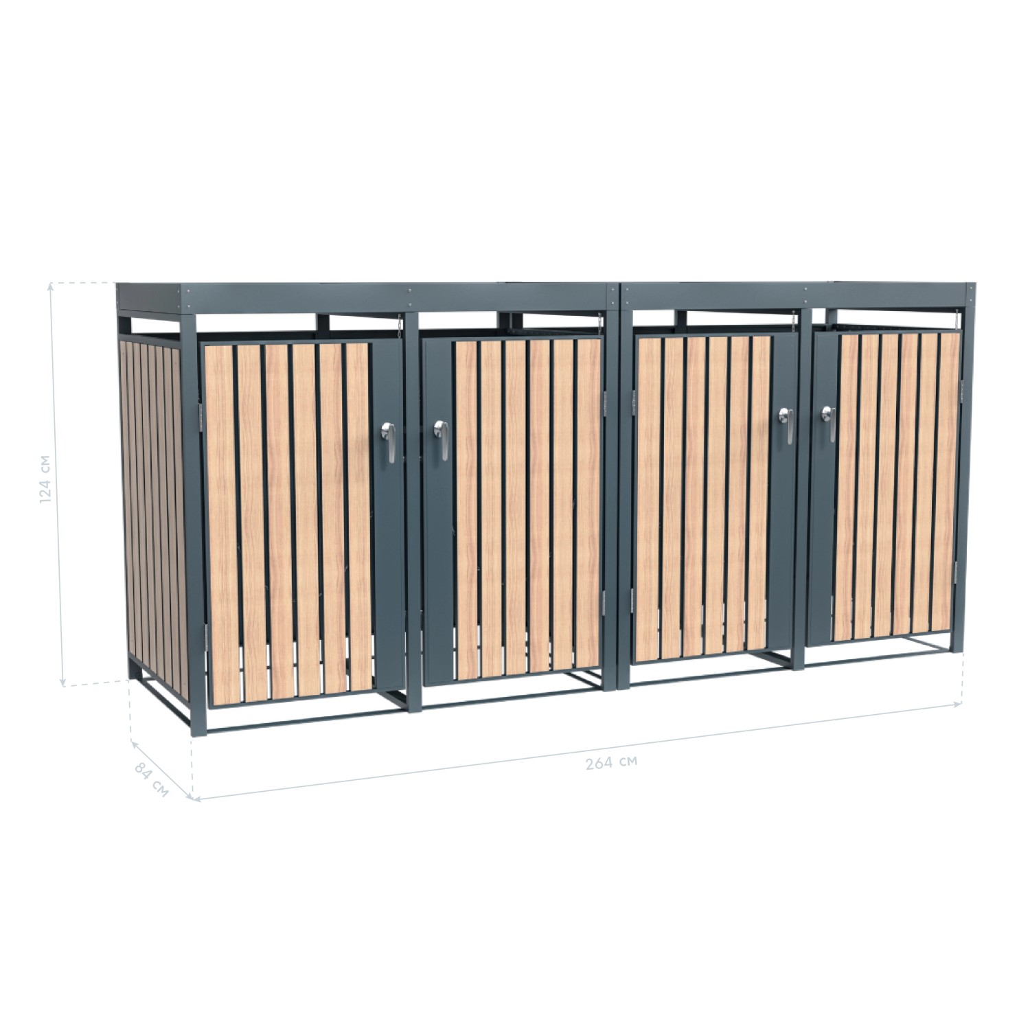 Westmann Mülltonnenbox Planta 4 x 240 l Anthrazit/Holzoptik 84 x 264 x 124, günstig online kaufen