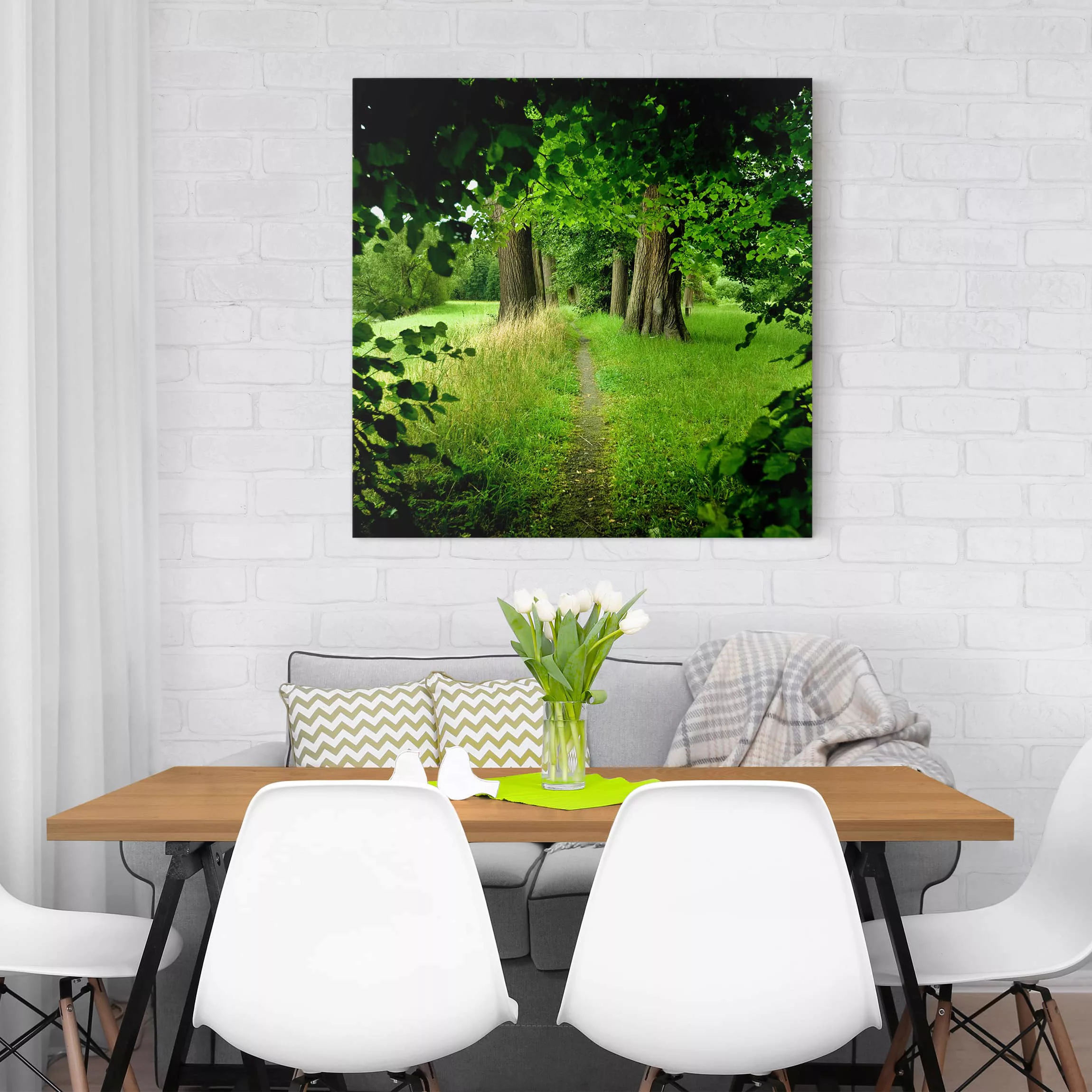 Leinwandbild Wald - Quadrat Verborgene Lichtung günstig online kaufen