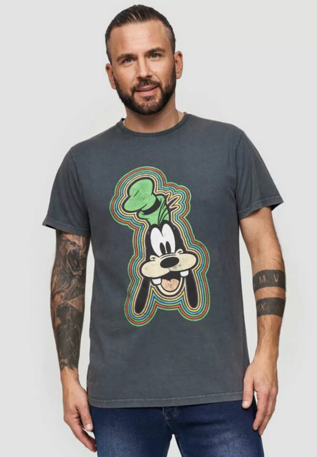 Recovered T-Shirt Disney Goofy Outline GOTS zertifizierte Bio-Baumwolle günstig online kaufen