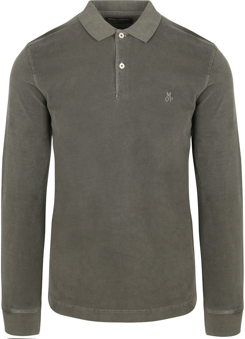 Marc O'Polo Longsleeve Poloshirt Olivgrün - Größe XXL günstig online kaufen
