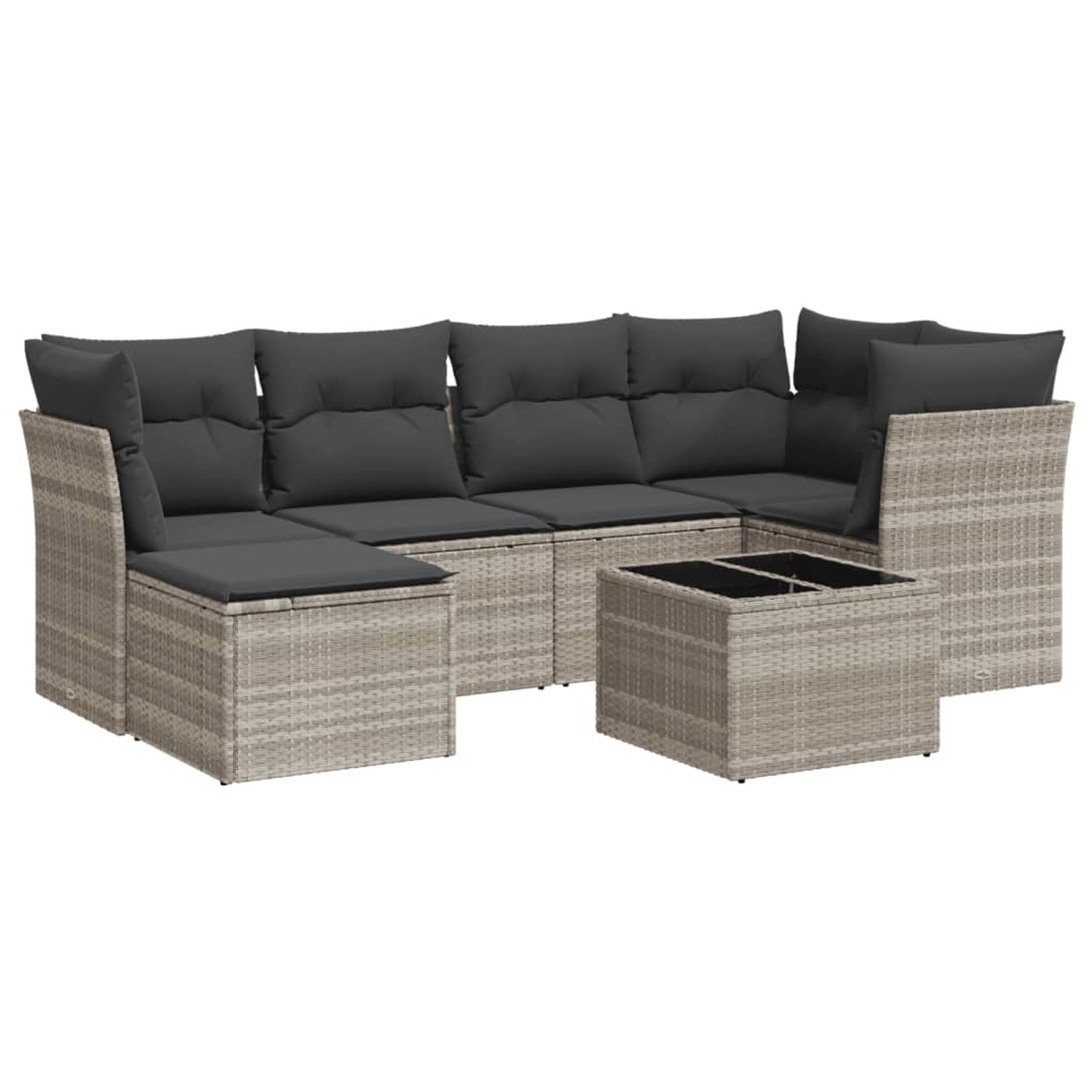 vidaXL 7-Tlg Garten-Sofagarnitur mit Kissen Hellgrau Poly Rattan 3217962 günstig online kaufen