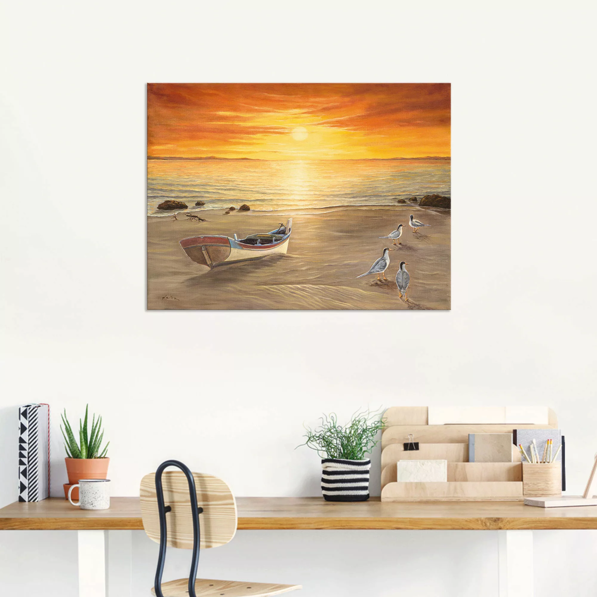 Artland Wandbild "Möwen", Sonnenaufgang & -untergang, (1 St.), als Alubild, günstig online kaufen