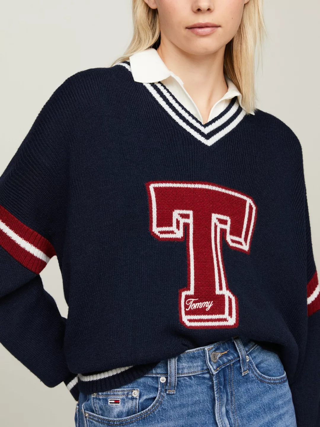 Tommy Jeans Strickpullover TJW LETTERMAN SWEATER mit gestickter Tommy Jeans günstig online kaufen