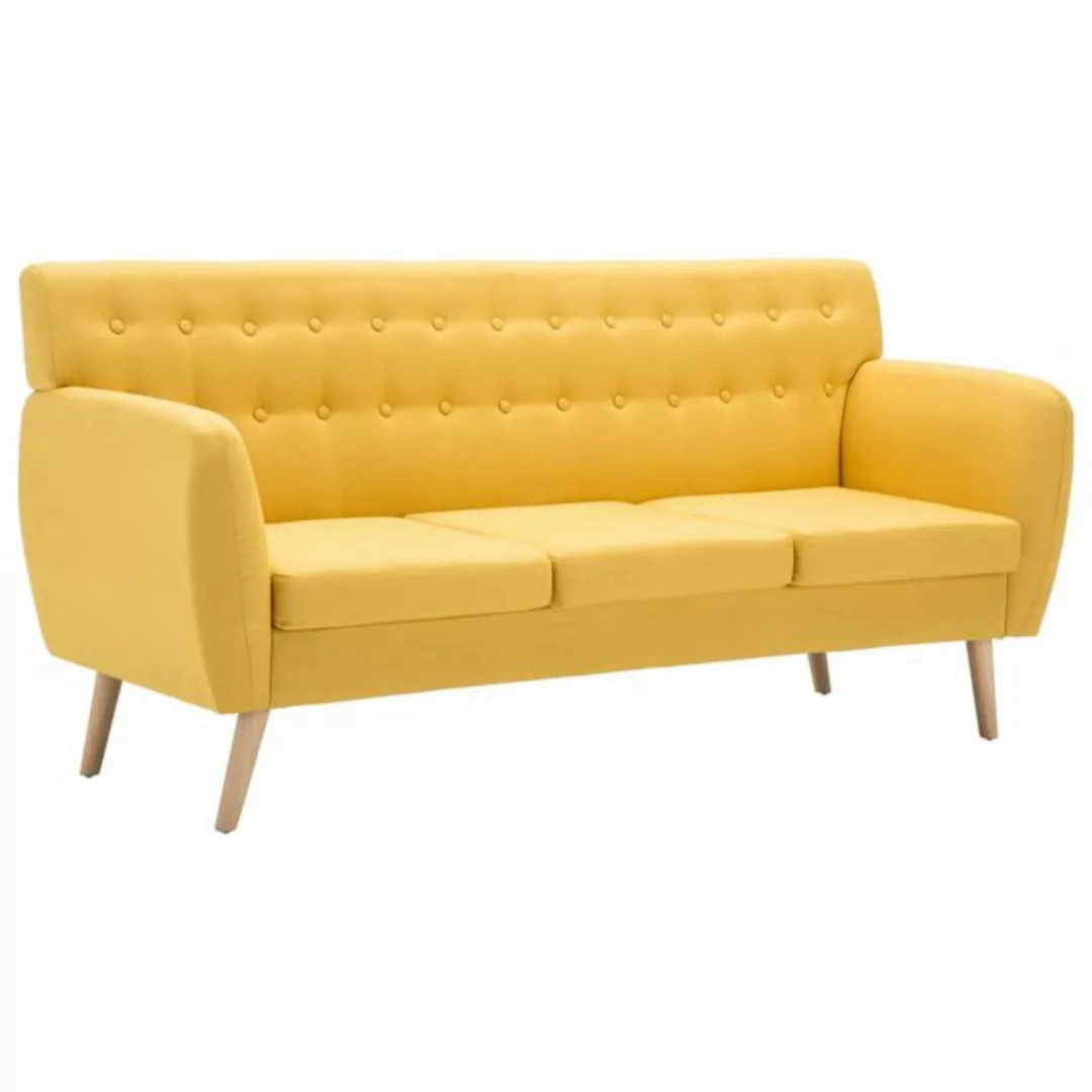 vidaXL Sofa 3-Sitzer-Sofa Stoffbezug 172x70x82 cm Gelb Couch günstig online kaufen