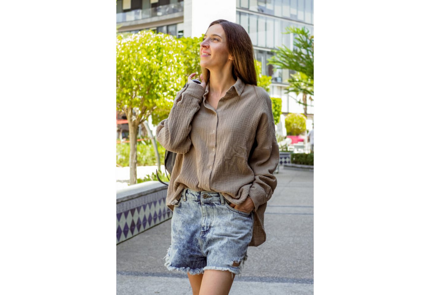 hutch&putch Klassische Bluse Oversize Musselin-Bluse "Maja" (1-tlg) aus 100 günstig online kaufen