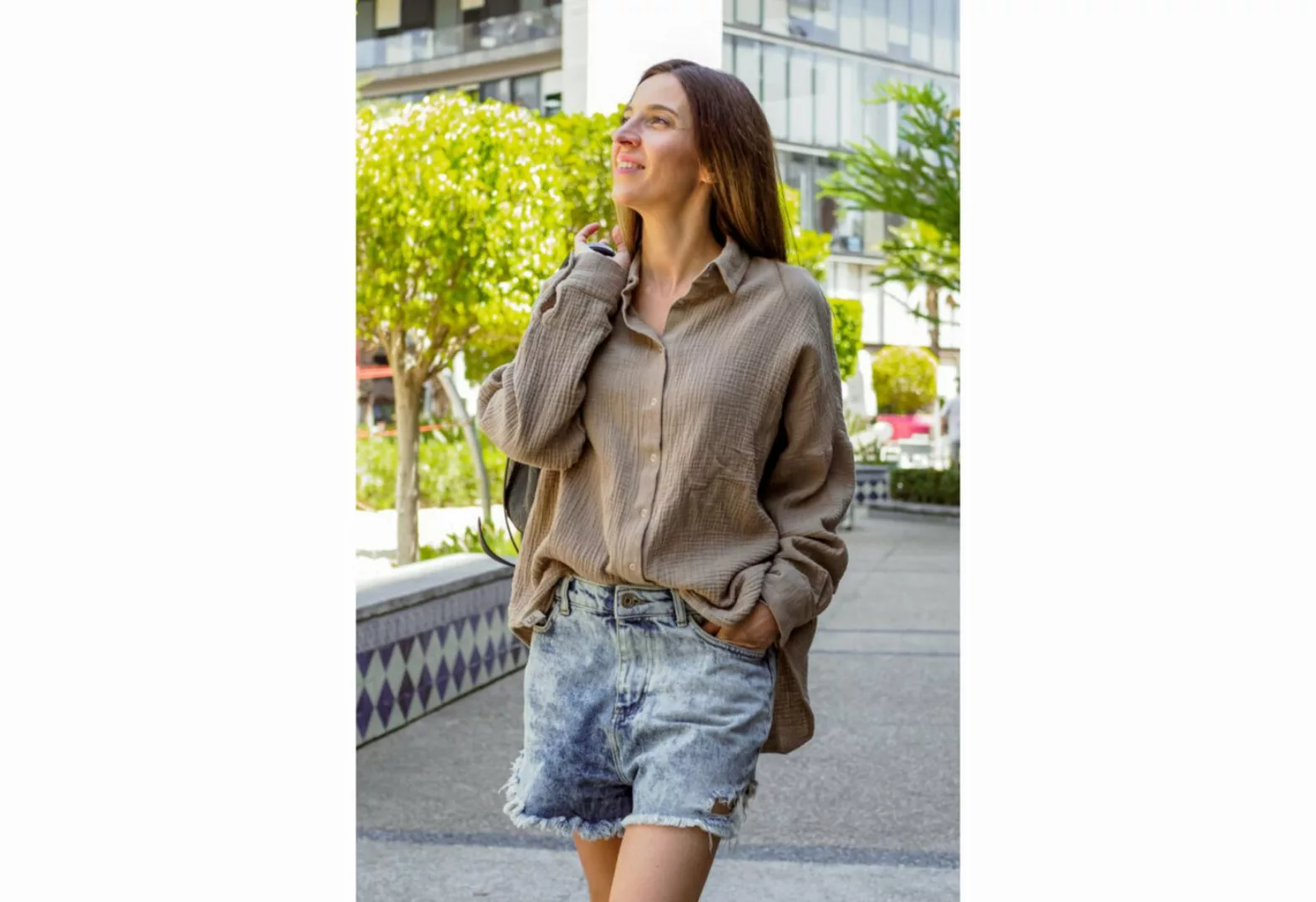 hutch&putch Langarmbluse Musselin Oversize Bluse - Klassische Bluse - Langa günstig online kaufen