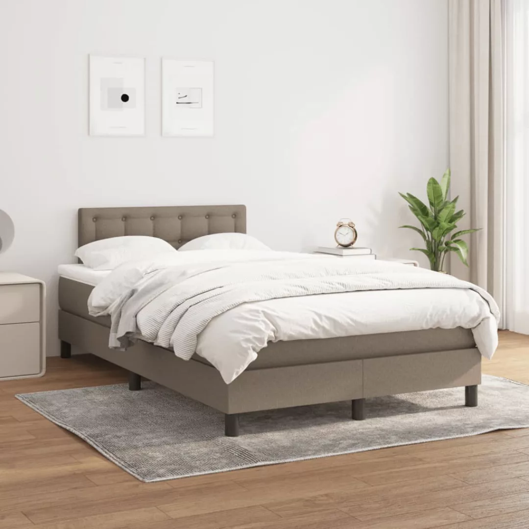 vidaXL Bettgestell Boxspringbett mit Matratze Taupe 120x200 cm Stoff Bett B günstig online kaufen
