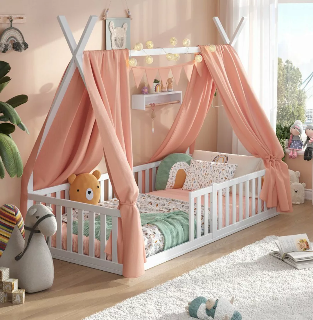 Alavya Home® Kinderbett Bodenbett SKY SET aus Buche – FSC® 100%, Deko & Mat günstig online kaufen