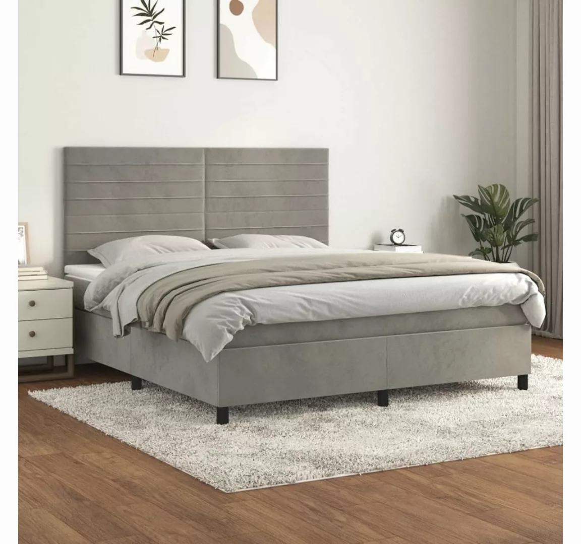 vidaXL Boxspringbett Bett Boxspringbett mit Matratze komplett Samt (160 x 2 günstig online kaufen