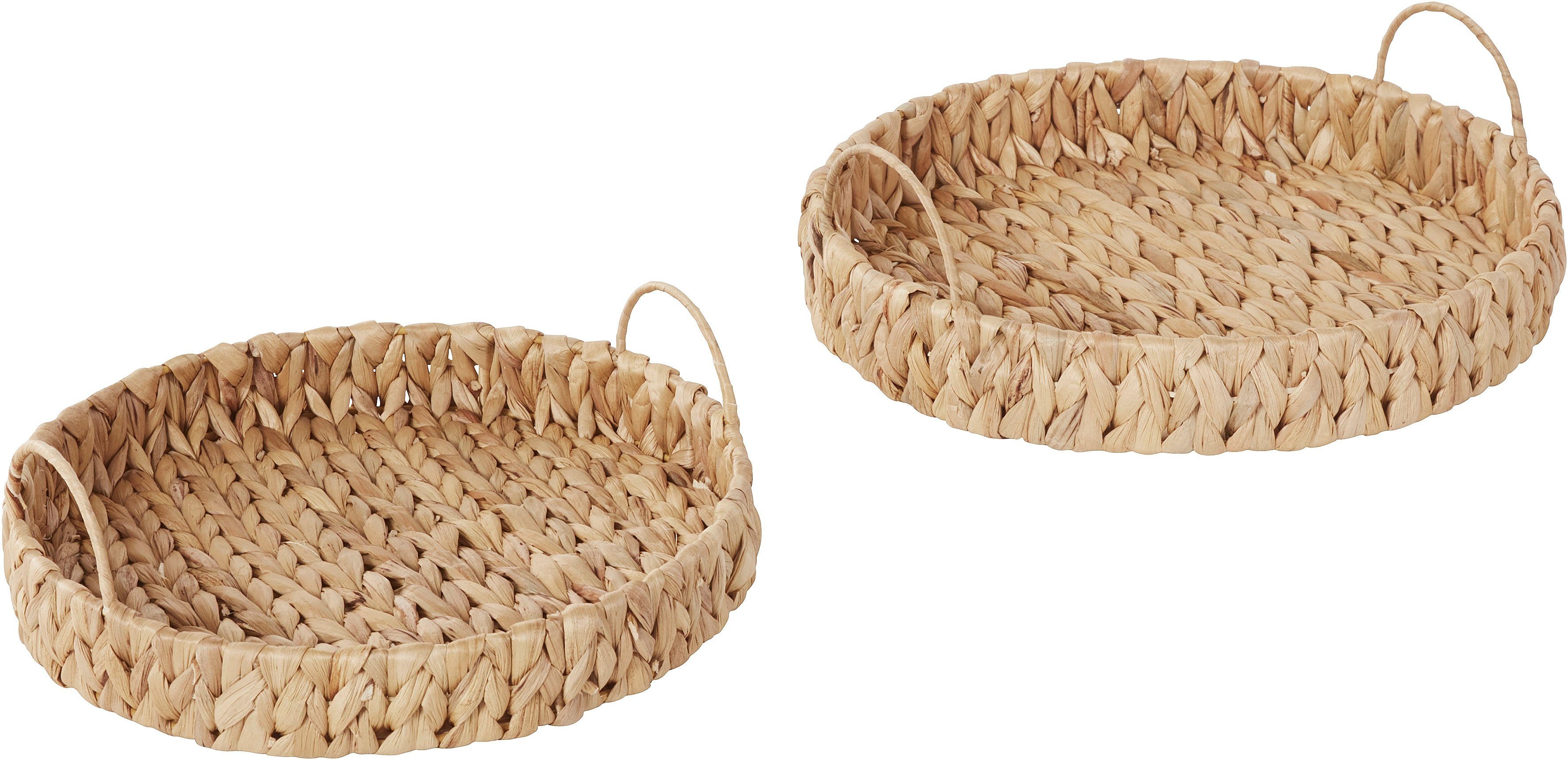 OTTO products Dekotablett "Leeann", (Set, 2 St.), aus Wasserhyacinthe günstig online kaufen