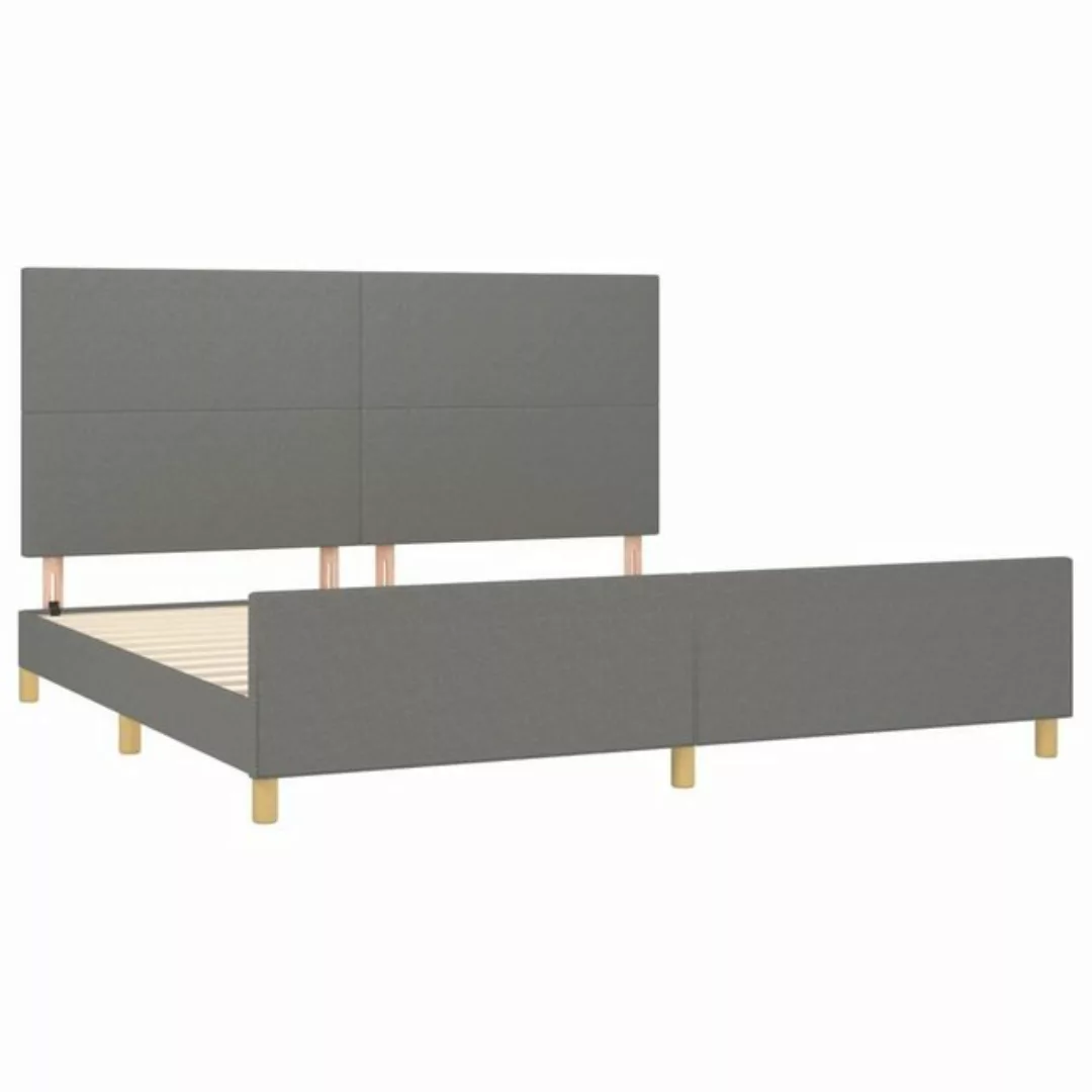 vidaXL Bettgestell Bettrahmen mit Kopfteil Dunkelgrau 200x200 cm Stoff Bett günstig online kaufen