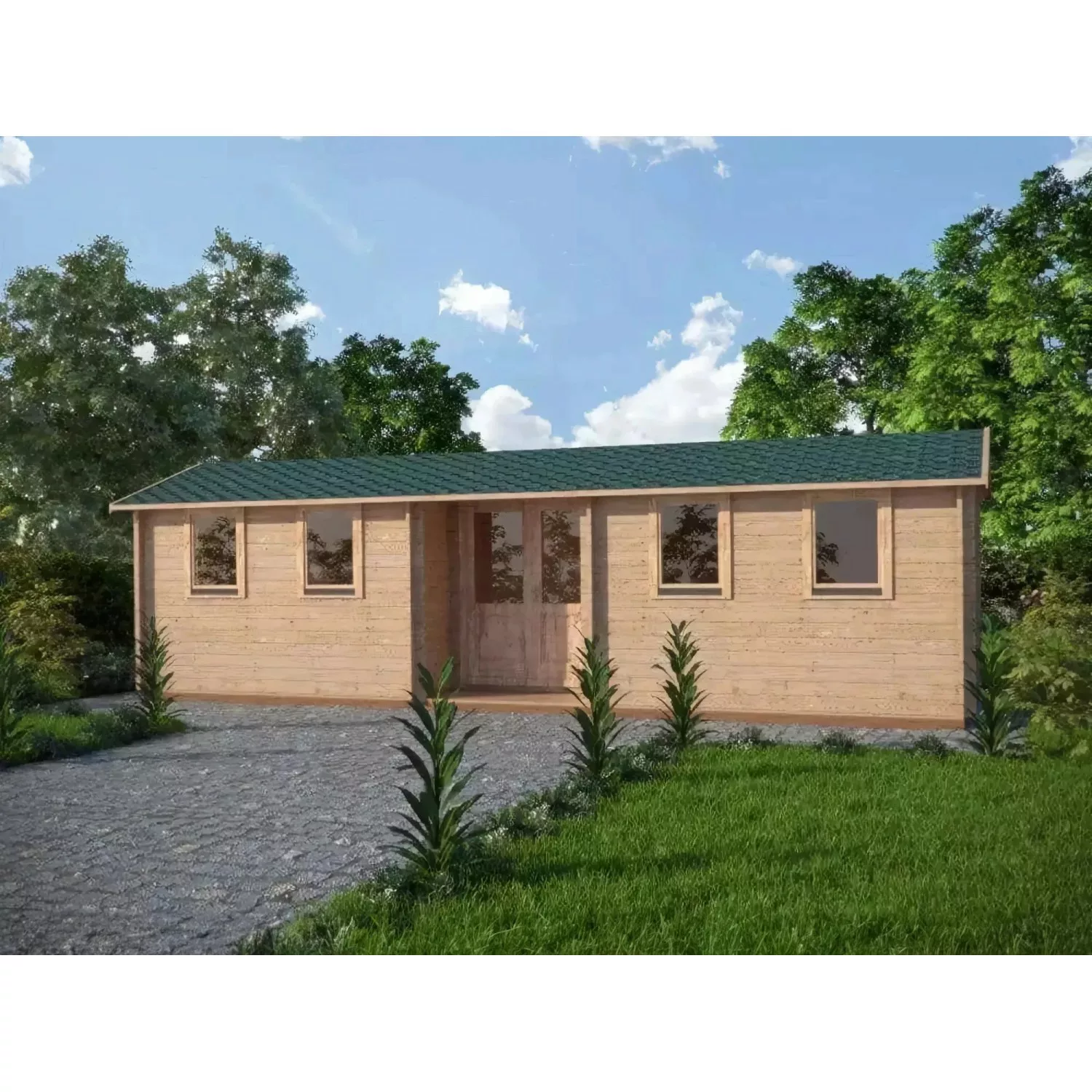 Alpholz Holz-Gartenhaus Helmand Satteldach 920 cm x 330 cm Hellbraun günstig online kaufen