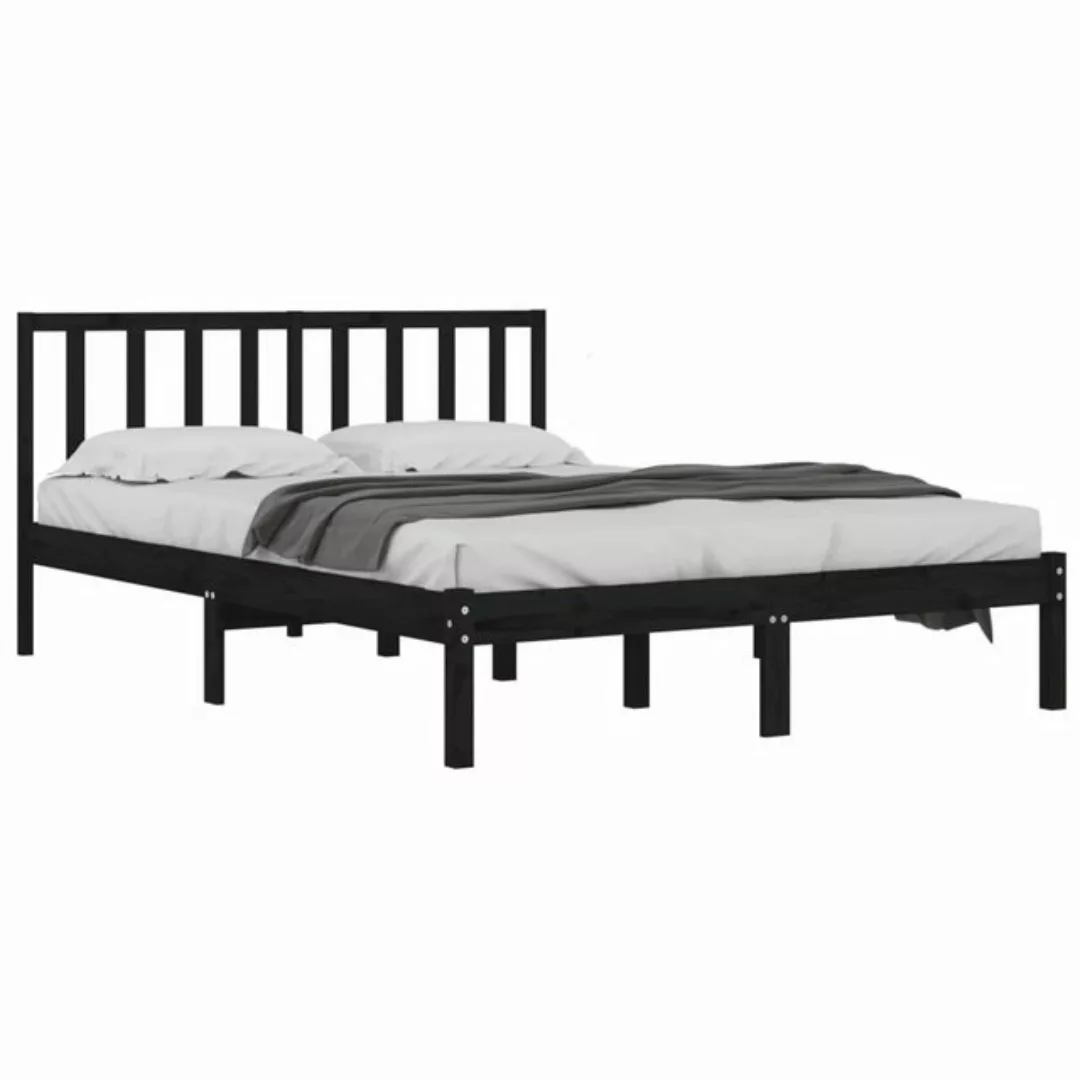 furnicato Bettgestell Massivholzbett Schwarz Kiefer 200x200 cm (1-tlg) günstig online kaufen