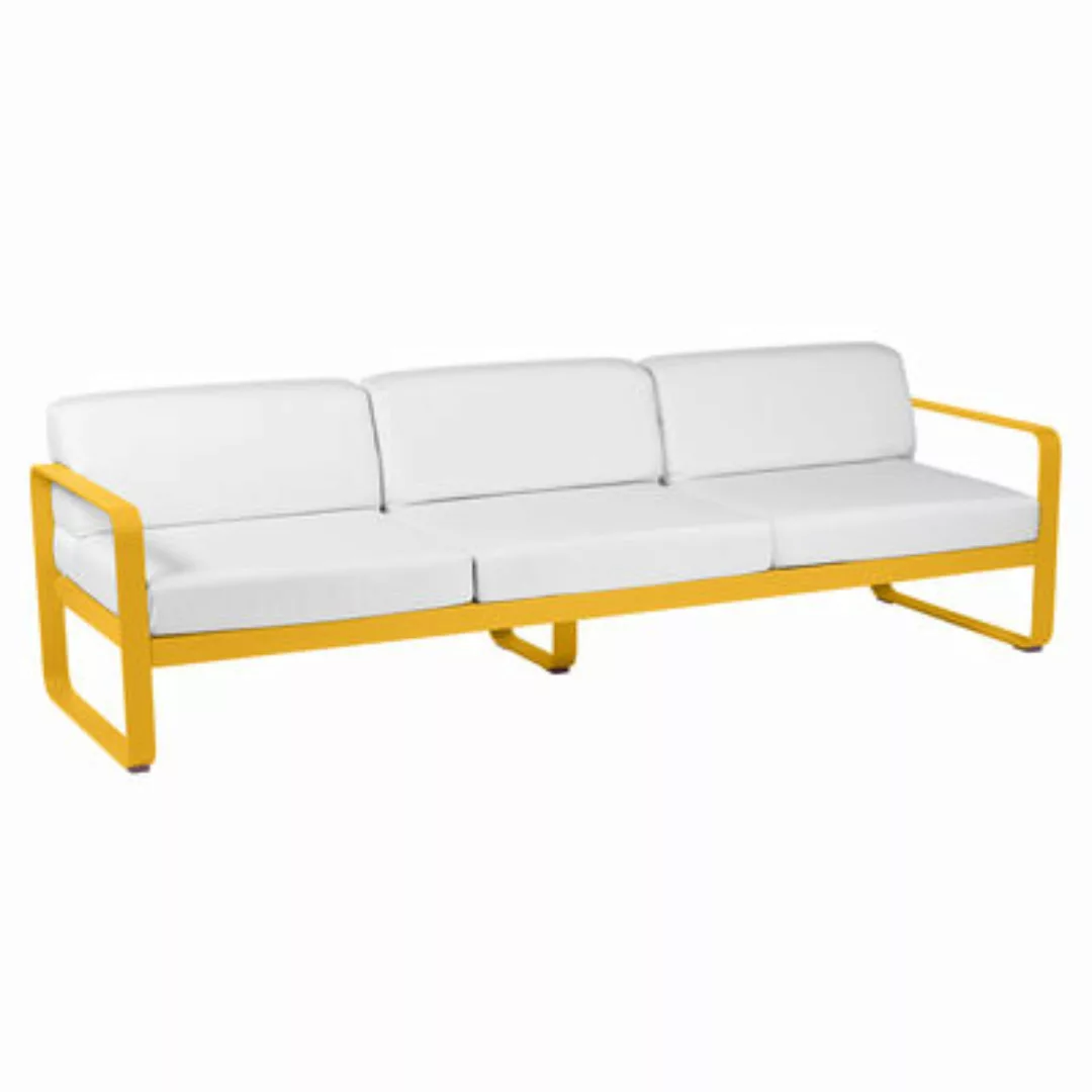 Gartensofa 3-Sitzer Bellevie metall textil weiß 3-Sitzer / L 235 cm - Stoff günstig online kaufen
