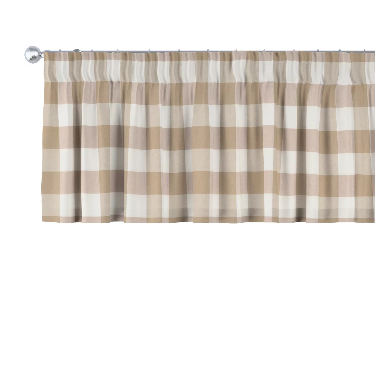 Kurzgardine mit Kräuselband, weiss-beige kariert, 130 x 40 cm, Quadro (136- günstig online kaufen