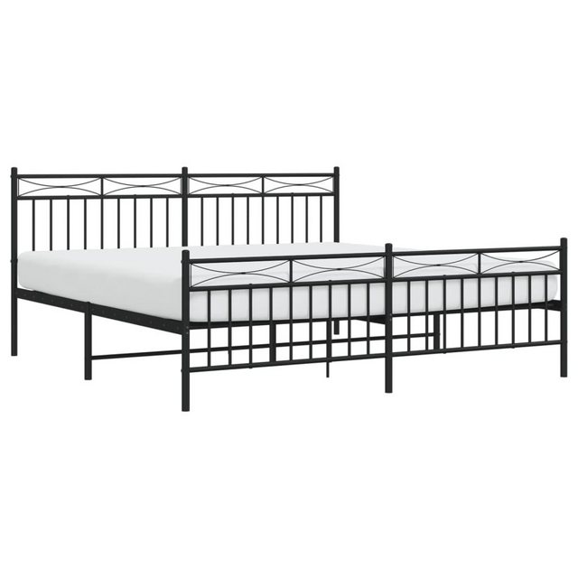 vidaXL Bett Metallbett ohne Matratze mit Fußteil Schwarz 180x200 cm günstig online kaufen